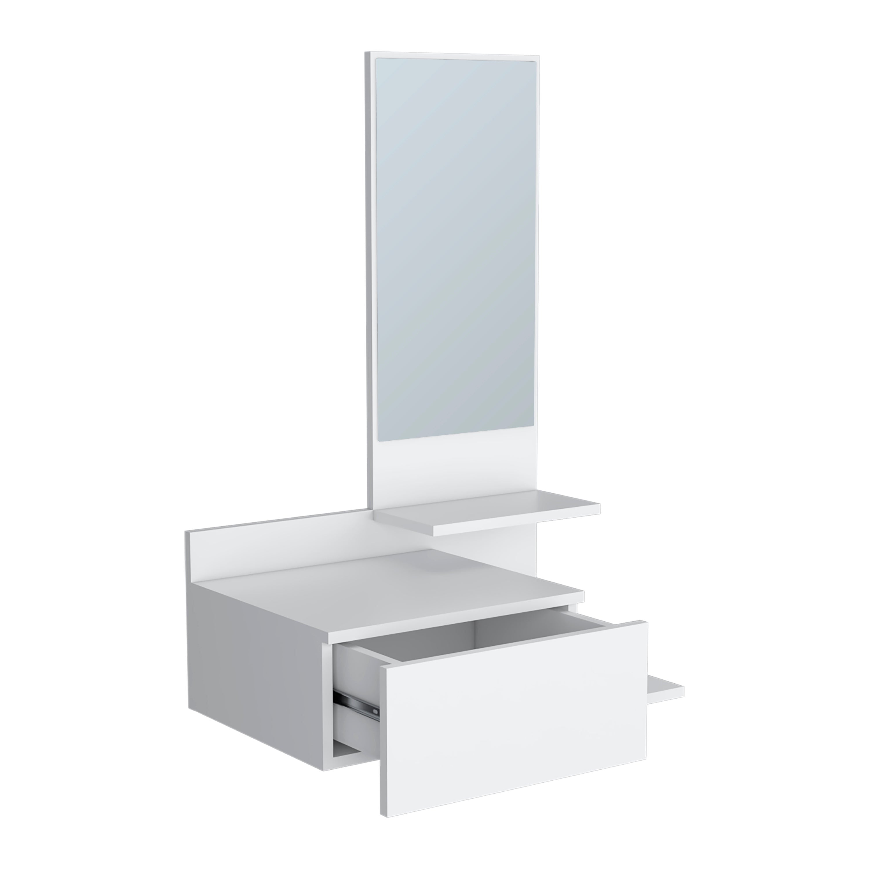 36" White Wood Wall Mounted Accent Cabinet With Drawer And Mirror - GreatEagleInc
