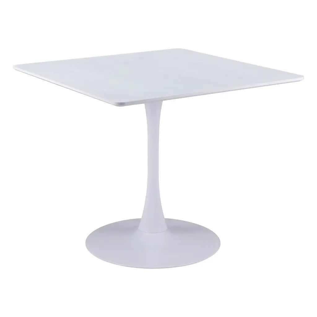 36" White Wood and Steel Pedestal Base Square Dining Table Homeroots Kitchen & Dining