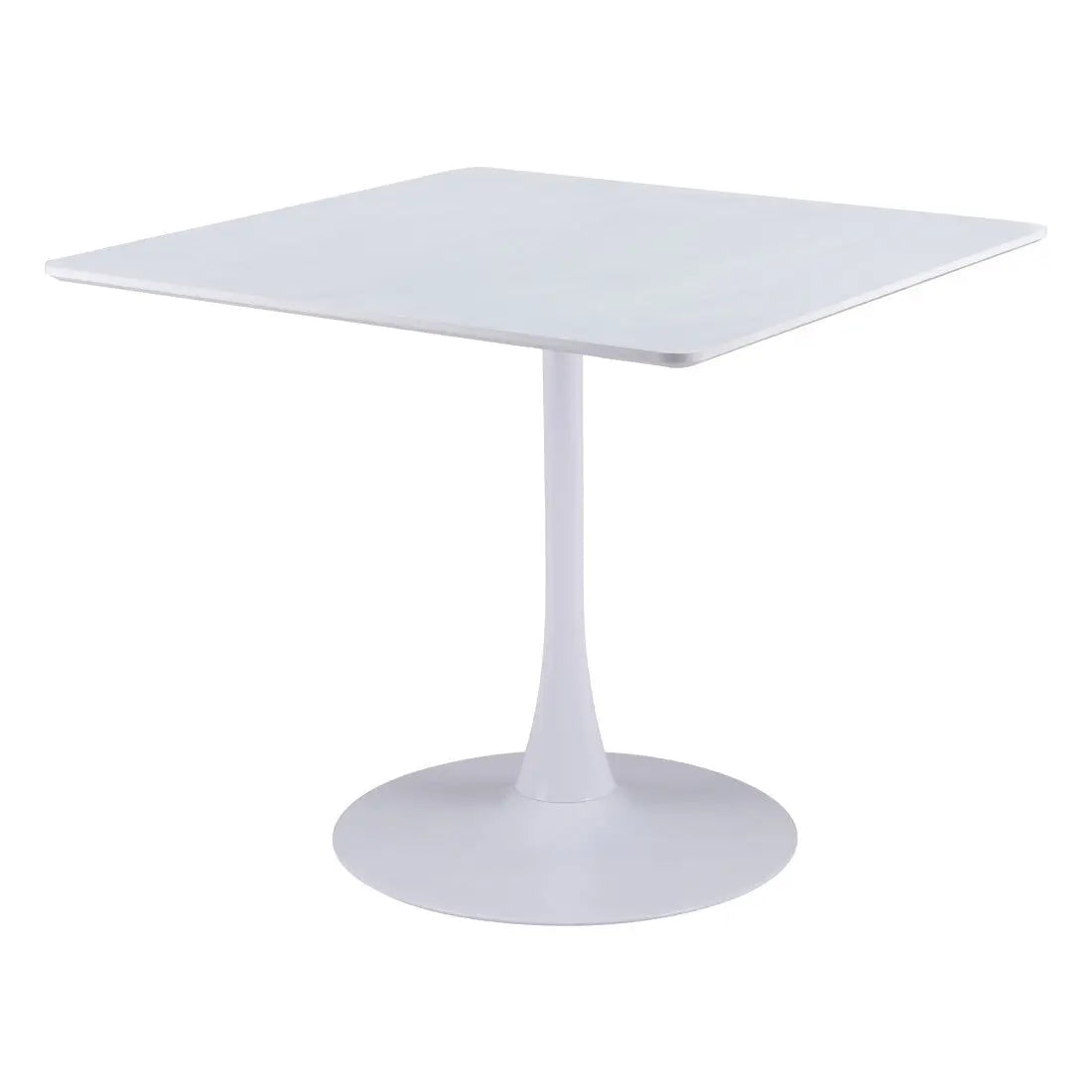 36" White Wood and Steel Pedestal Base Square Dining Table Homeroots Kitchen & Dining