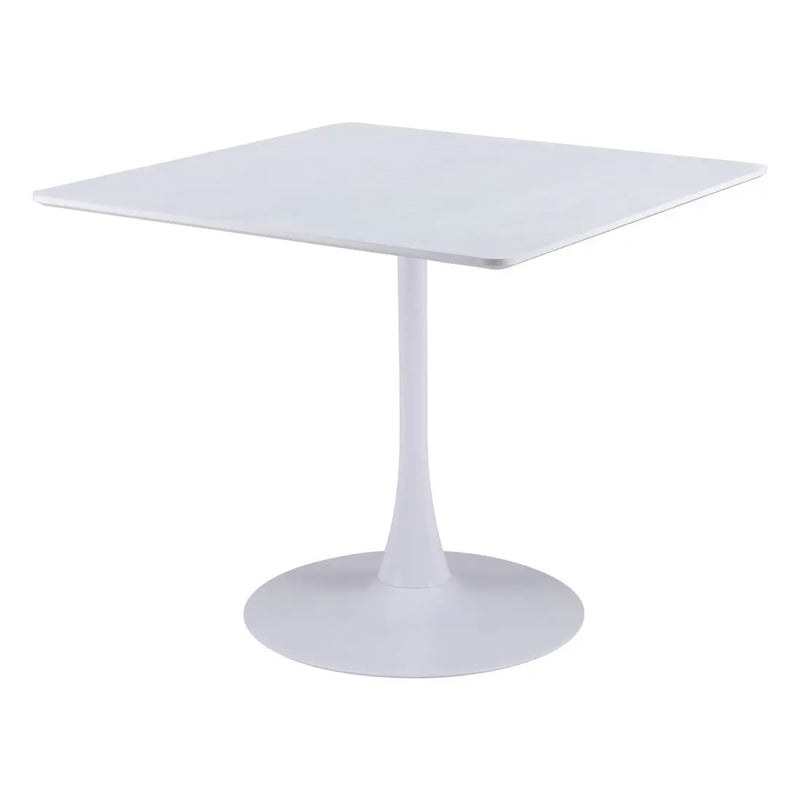 36" White Wood and Steel Pedestal Base Square Dining Table Homeroots Kitchen & Dining