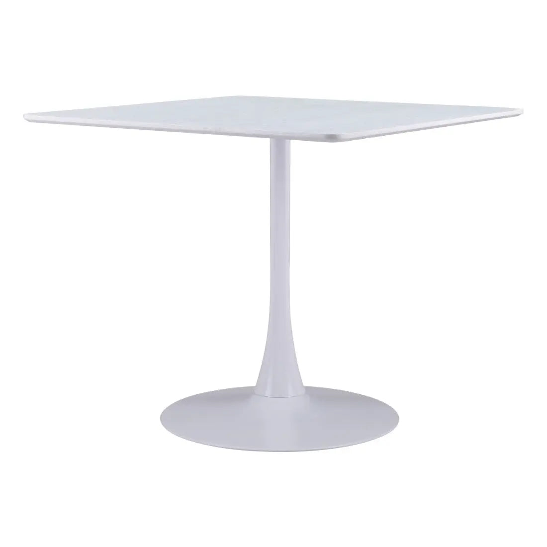 36" White Wood and Steel Pedestal Base Square Dining Table Homeroots Kitchen & Dining