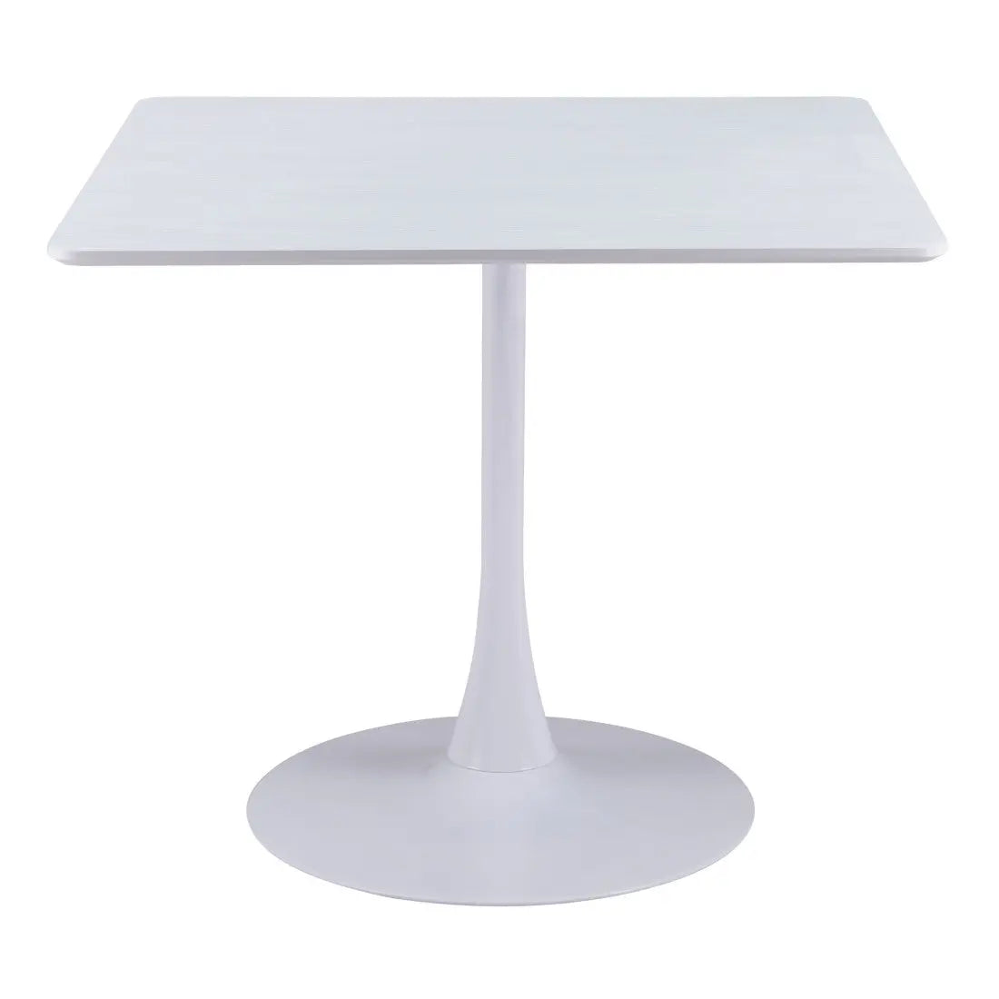 36" White Wood and Steel Pedestal Base Square Dining Table Homeroots Kitchen & Dining