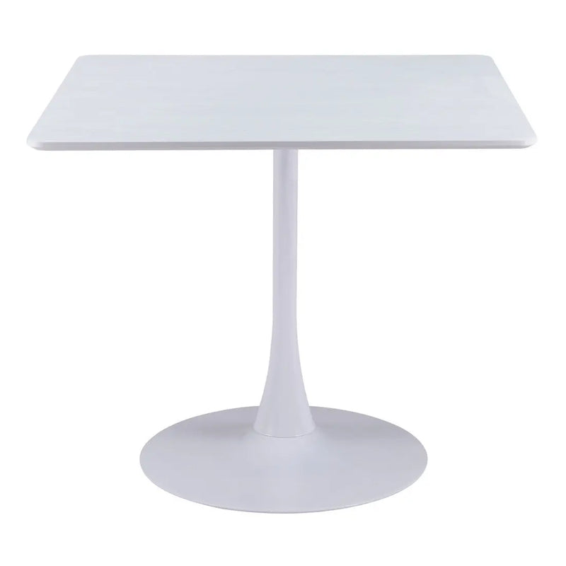 36" White Wood and Steel Pedestal Base Square Dining Table Homeroots Kitchen & Dining