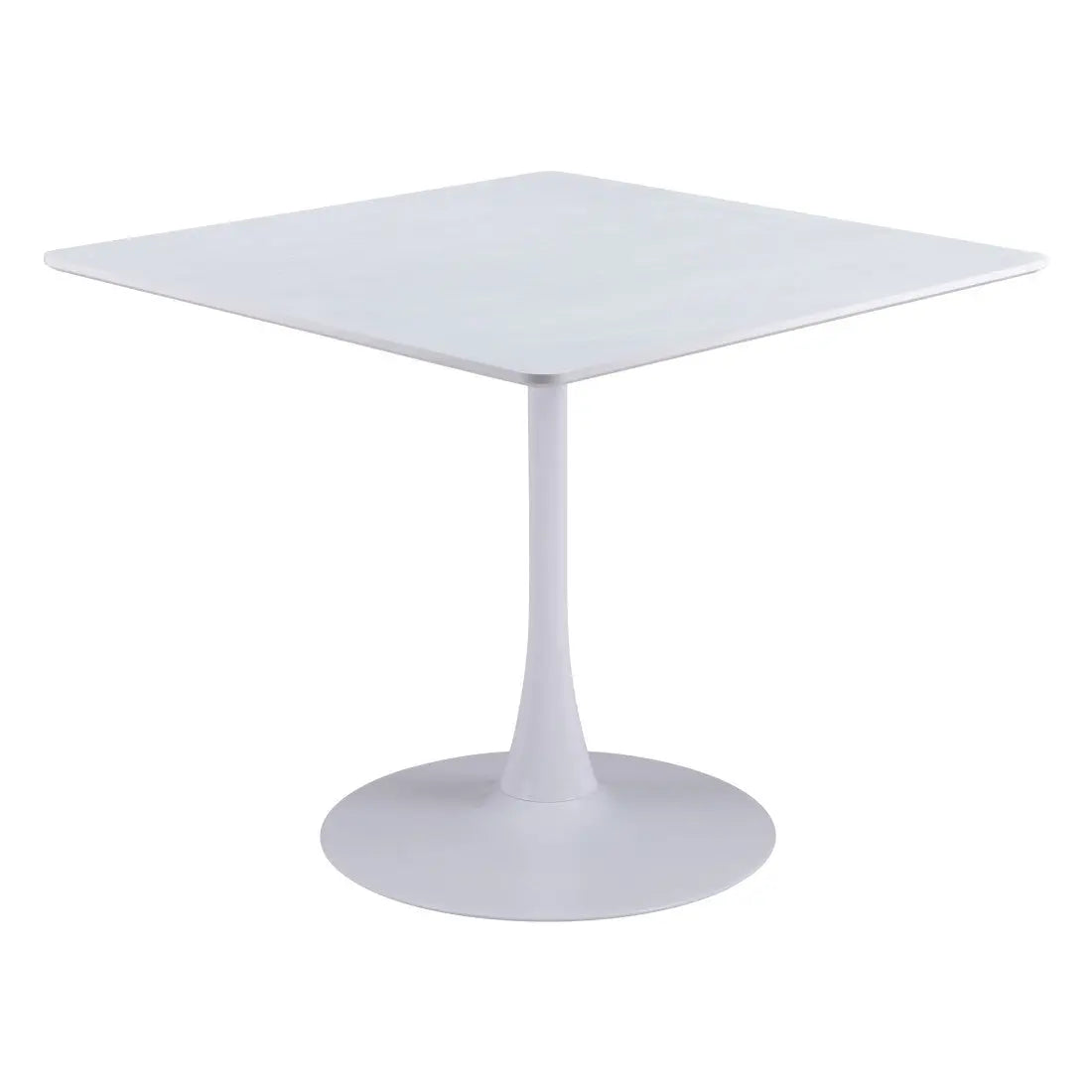 36" White Wood and Steel Pedestal Base Square Dining Table Homeroots Kitchen & Dining
