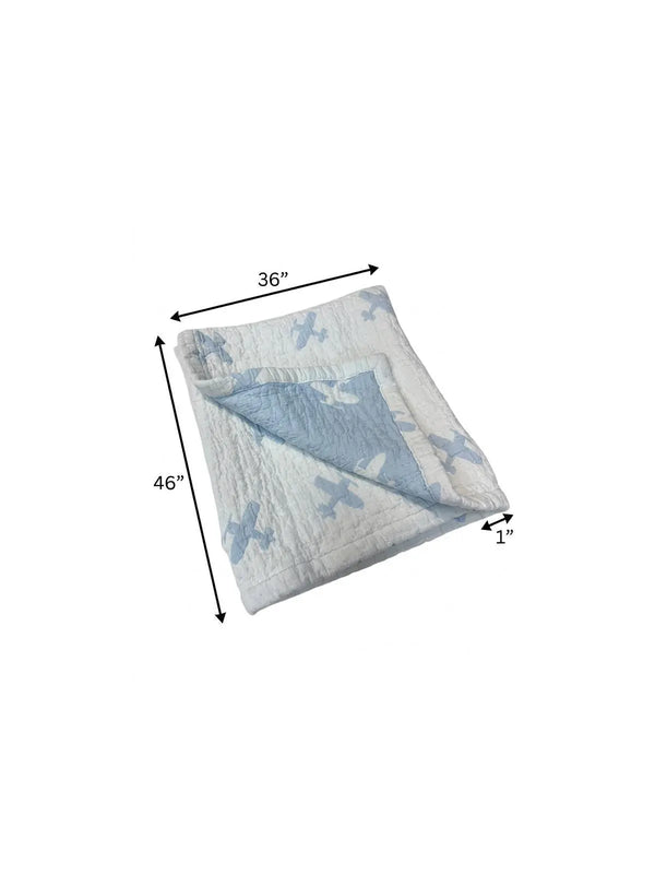 36" X 46" Blue And White Cotton Abstract Baby Blanket Homeroots Home Decor