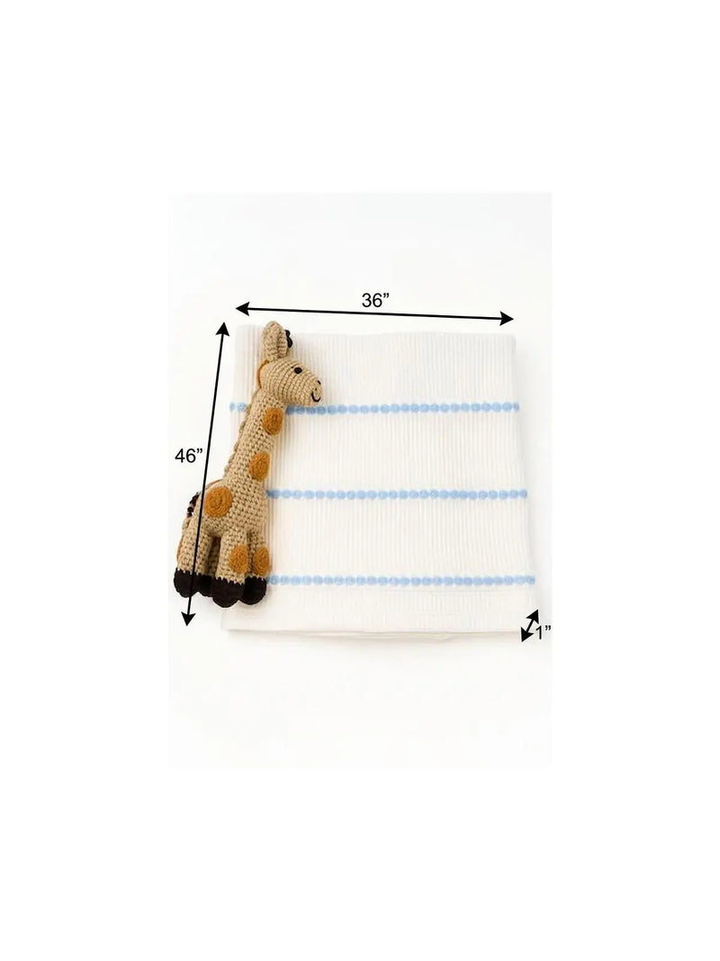 36" X 46" Blue And White Cotton Striped Baby Blanket Homeroots Home Decor