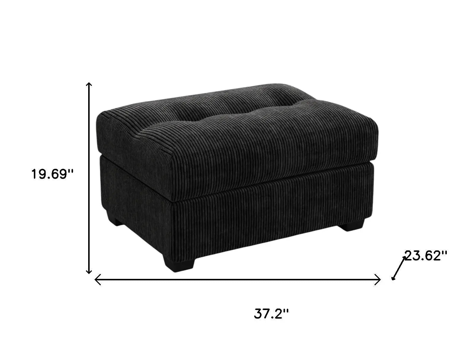 37" Black Corduroy Tufted Footstool Homeroots Living Room