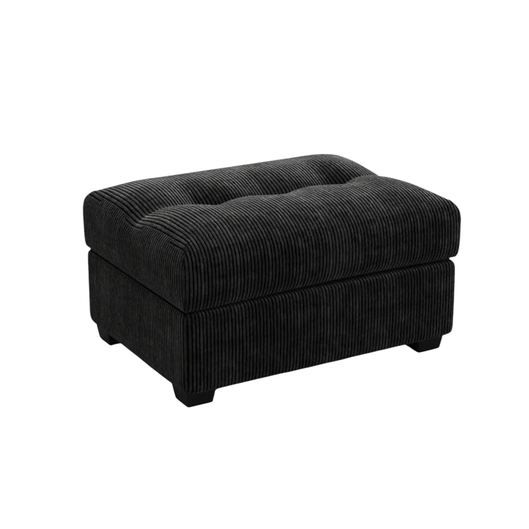 37" Black Corduroy Tufted Footstool Homeroots Living Room