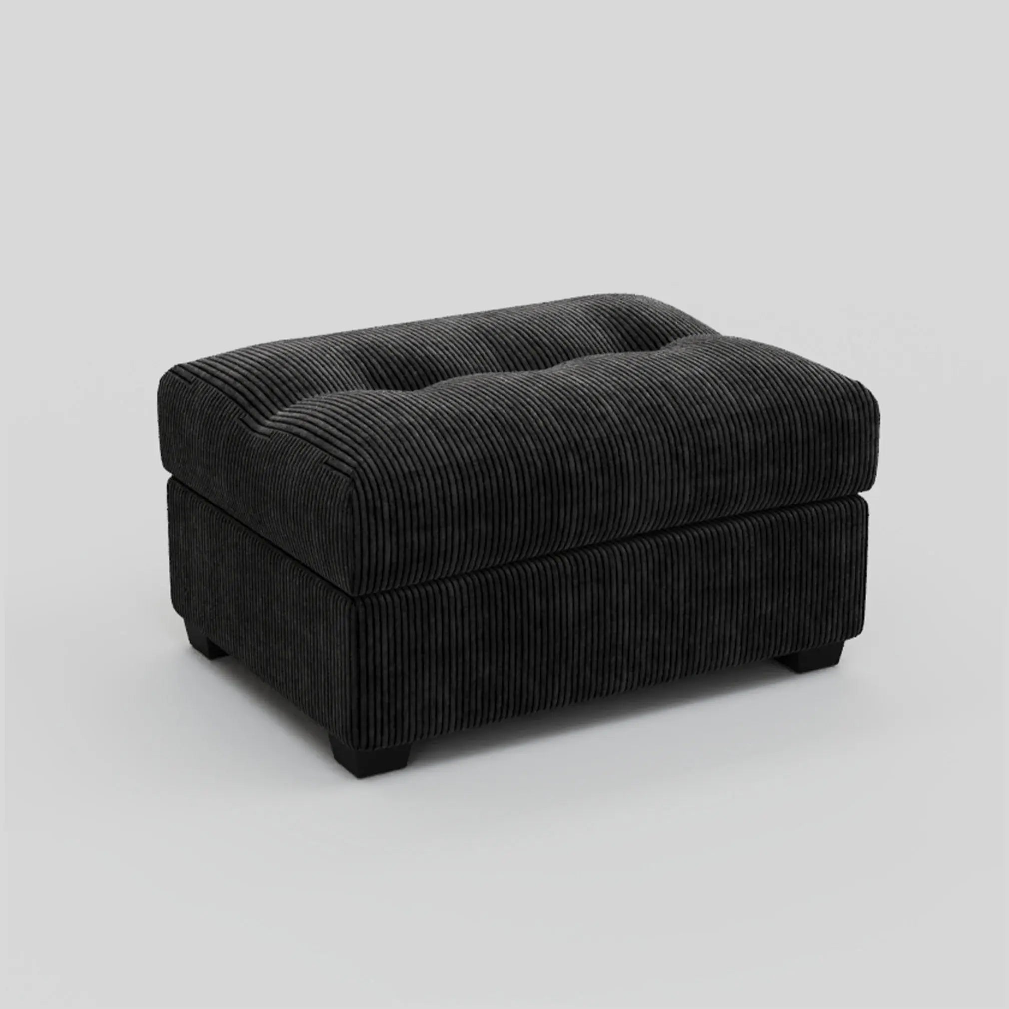 37" Black Corduroy Tufted Footstool Homeroots Living Room