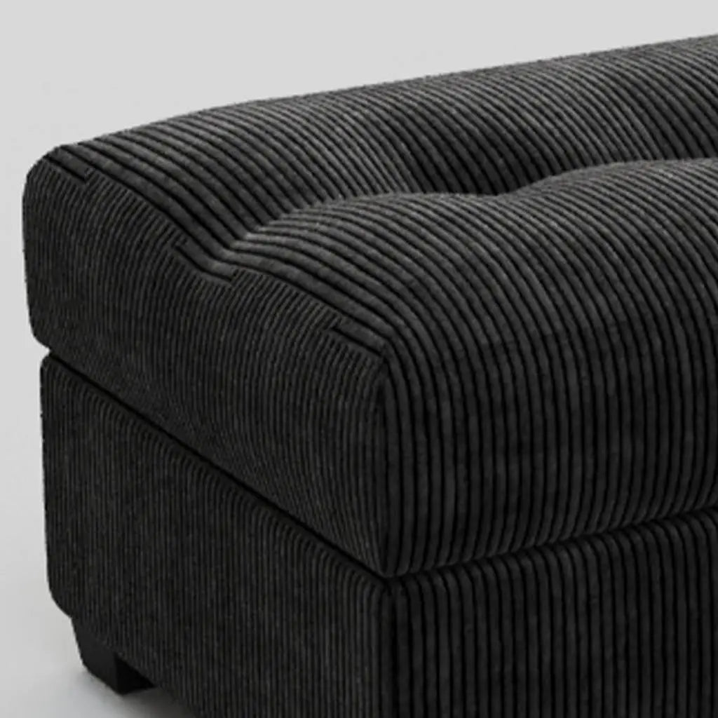37" Black Corduroy Tufted Footstool Homeroots Living Room