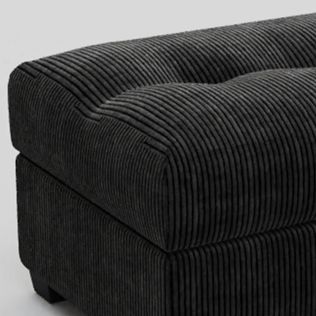 37" Black Corduroy Tufted Footstool Homeroots Living Room