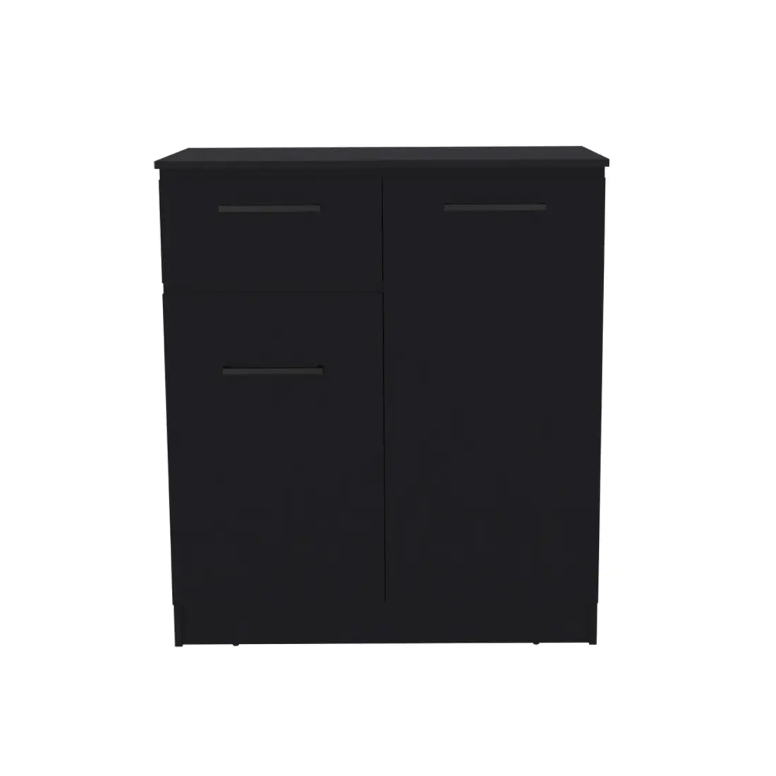 37" Black Wood Accent Cabinet With Two Doors And One Drawer Homeroots Kitchen & Dining