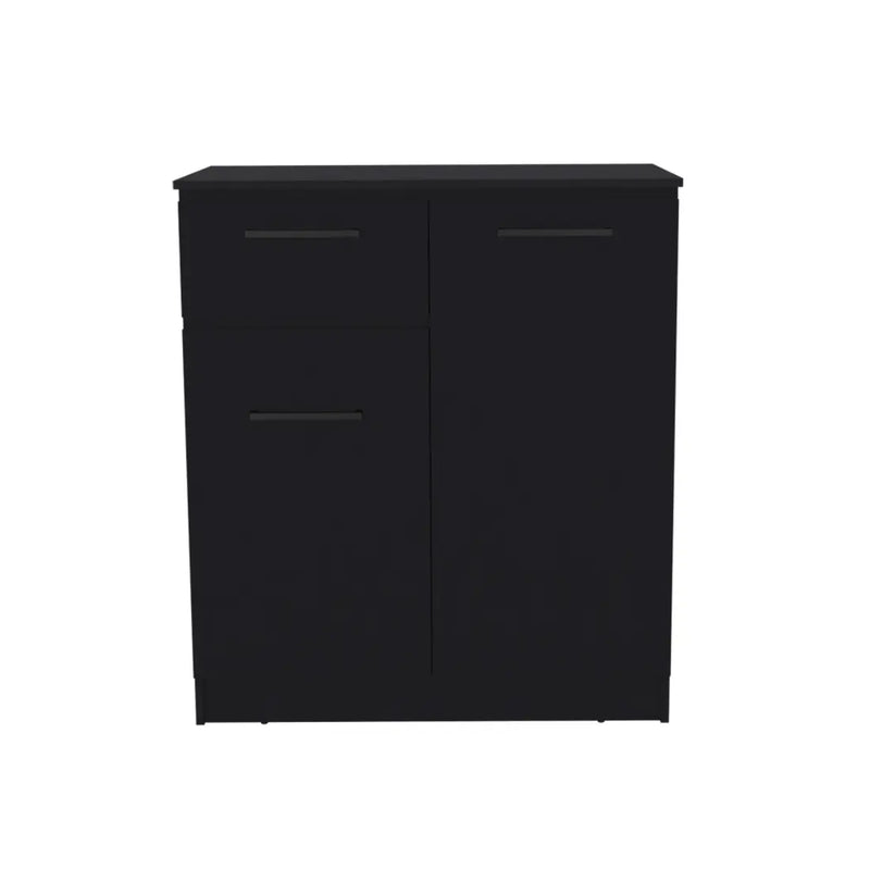 37" Black Wood Accent Cabinet With Two Doors And One Drawer Homeroots Kitchen & Dining