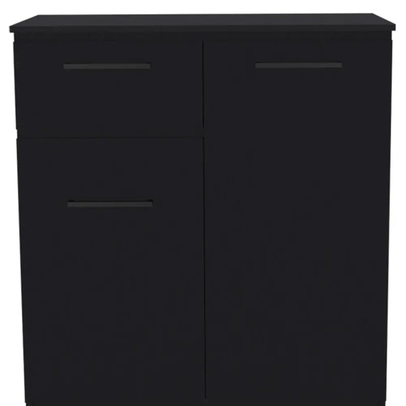 37" Black Wood Accent Cabinet With Two Doors And One Drawer Homeroots Kitchen & Dining