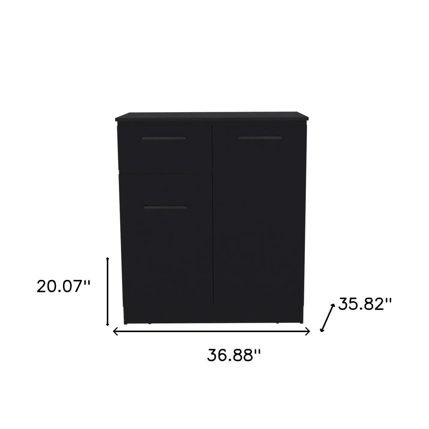 37" Black Wood Accent Cabinet With Two Doors And One Drawer Homeroots Kitchen & Dining