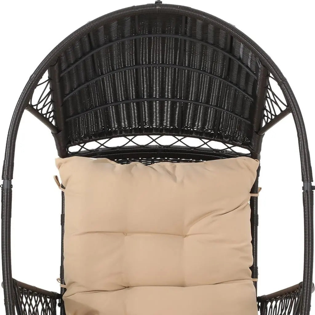 37" Brown Metal Outdoor Egg Chair with Brown Cushion Homeroots Outdoor