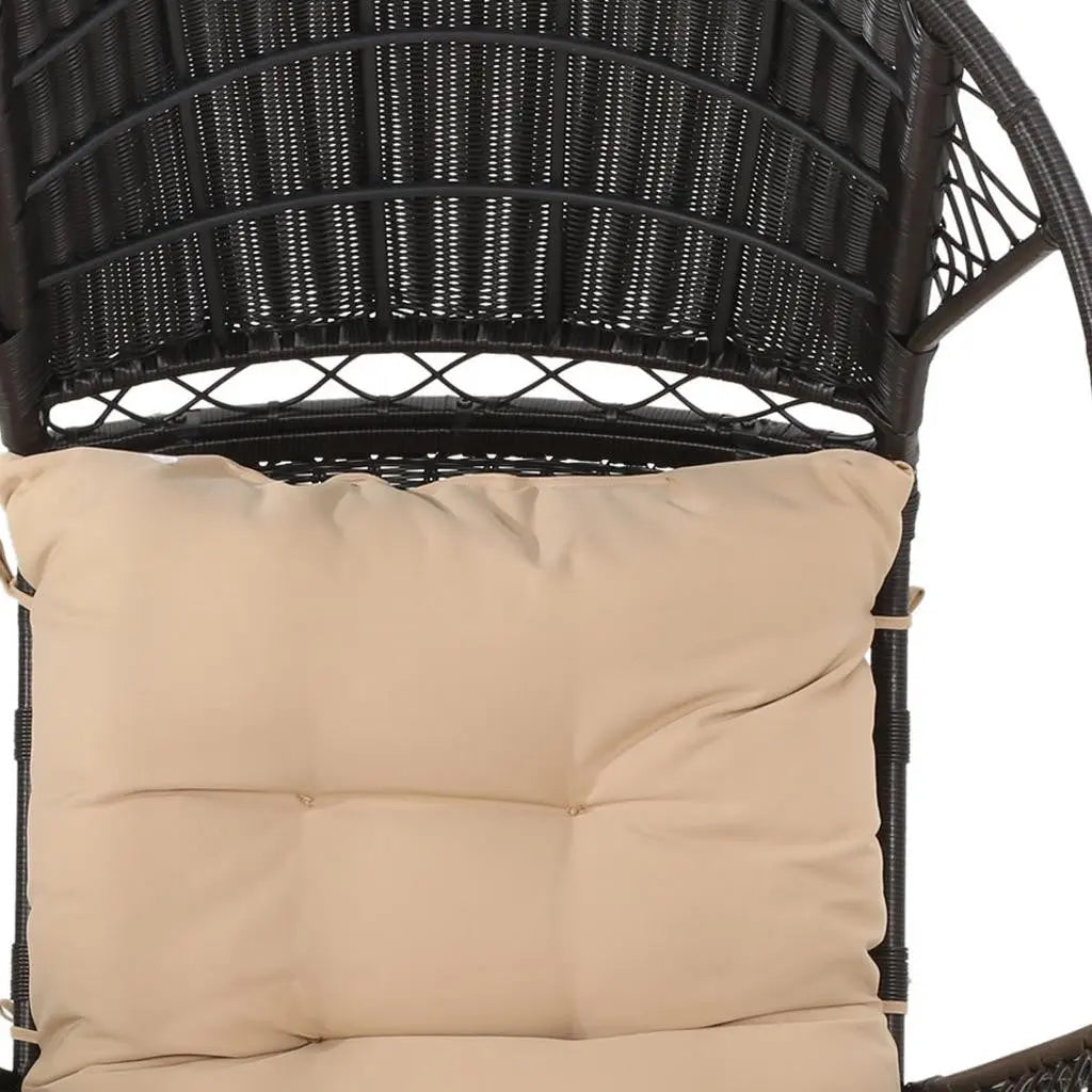 37" Brown Metal Outdoor Egg Chair with Brown Cushion Homeroots Outdoor