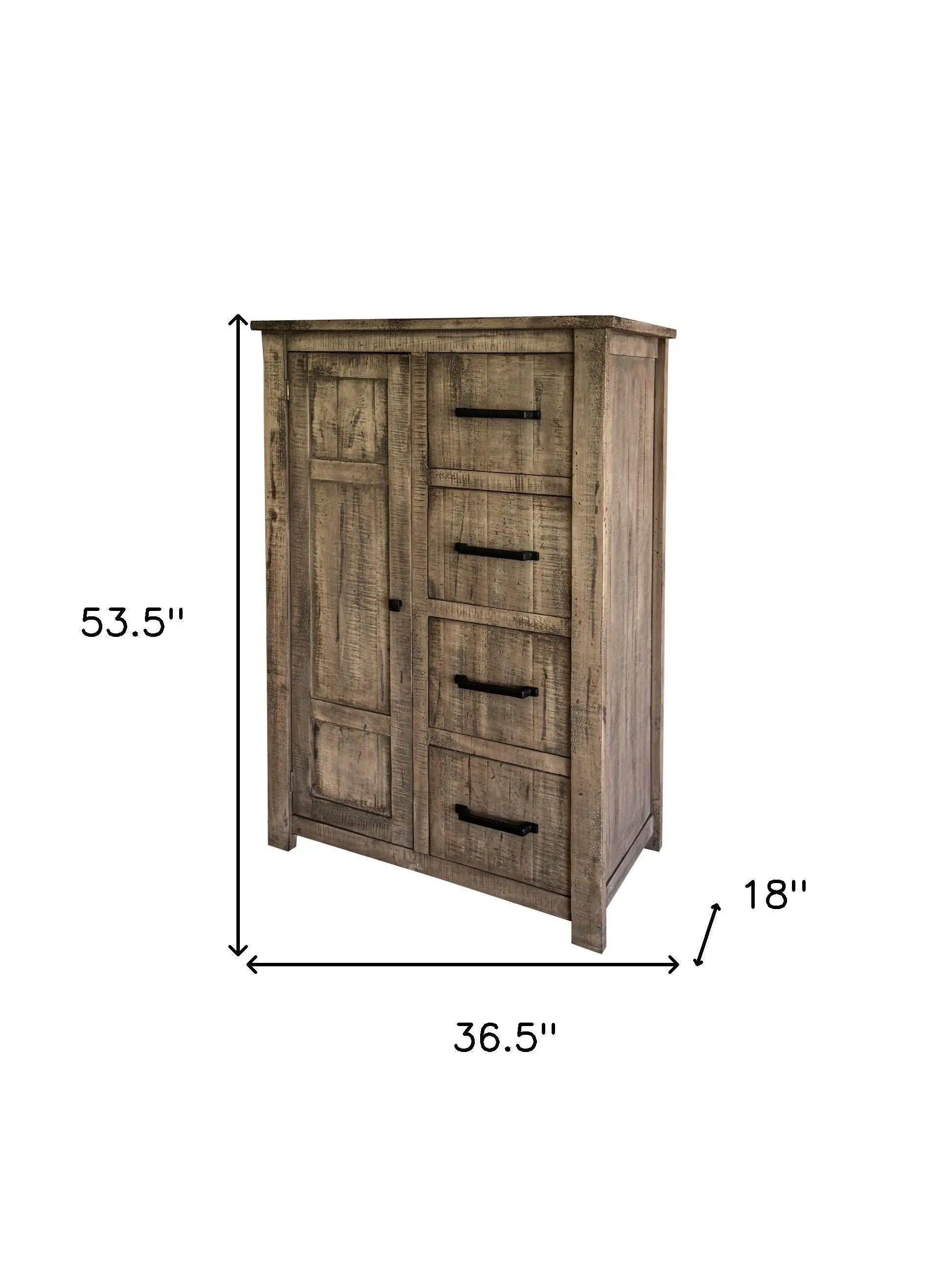 37" Brown Solid Wood Four Drawer Chest - GreatEagleInc