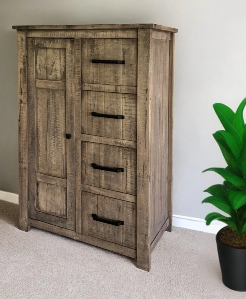 37" Brown Solid Wood Four Drawer Chest - GreatEagleInc