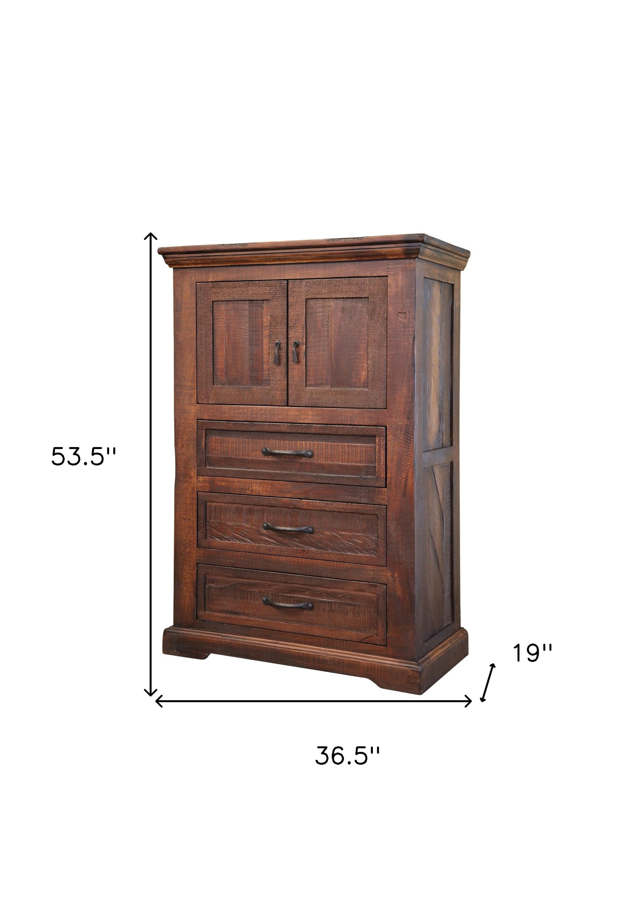 37" Brown Solid Wood Three Drawer Chest - GreatEagleInc