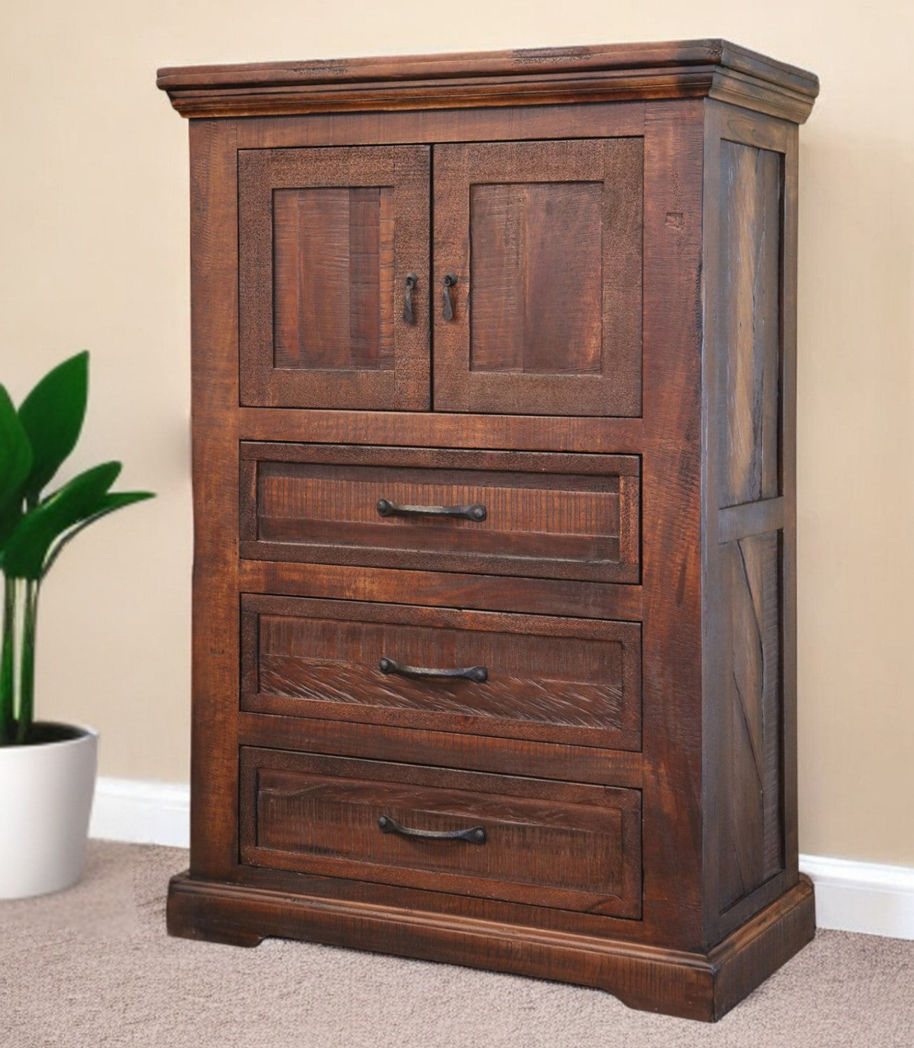 37" Brown Solid Wood Three Drawer Chest - GreatEagleInc