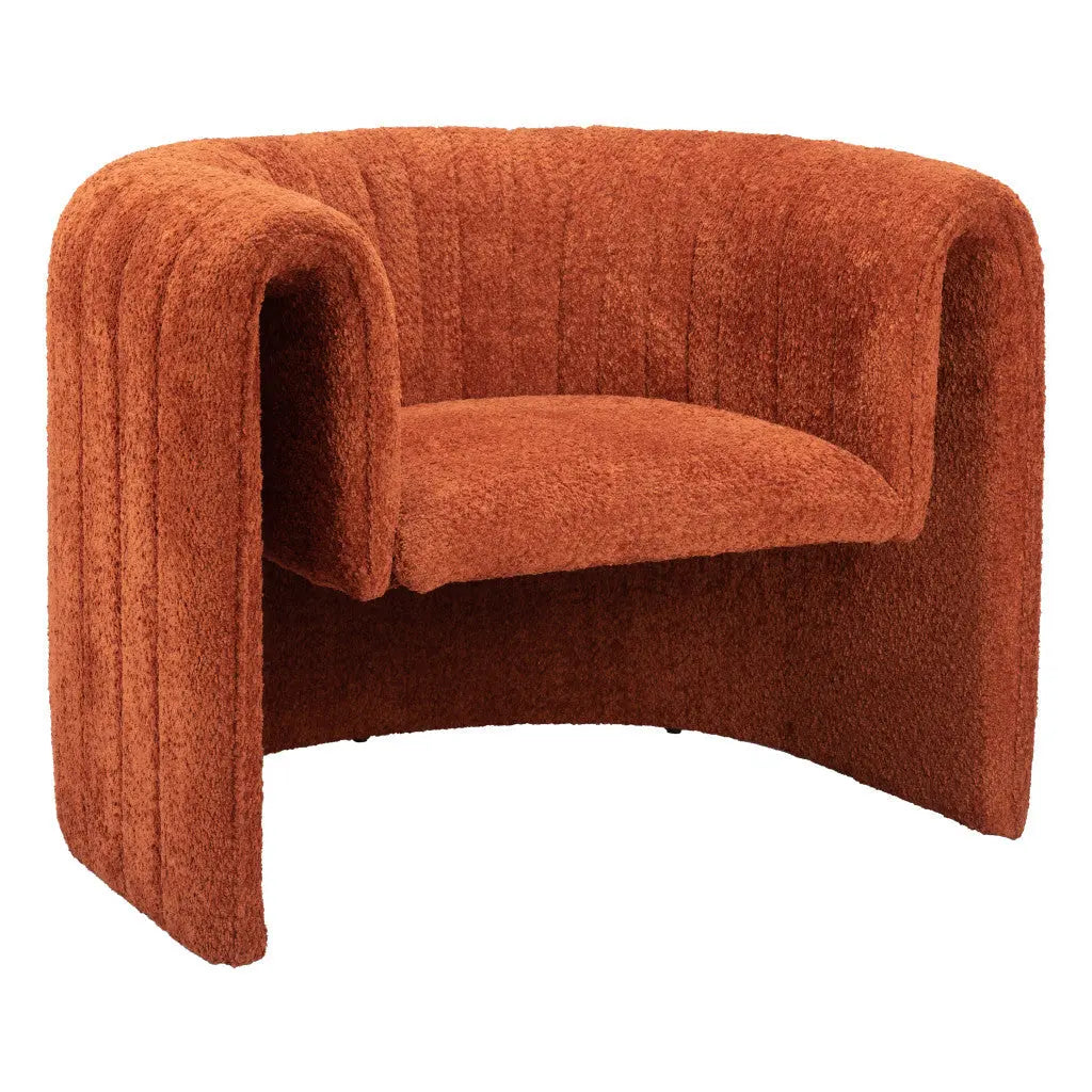 37" Burnt Orange Sherpa And Upholstered Tufted Arm Chair Homeroots Living Room