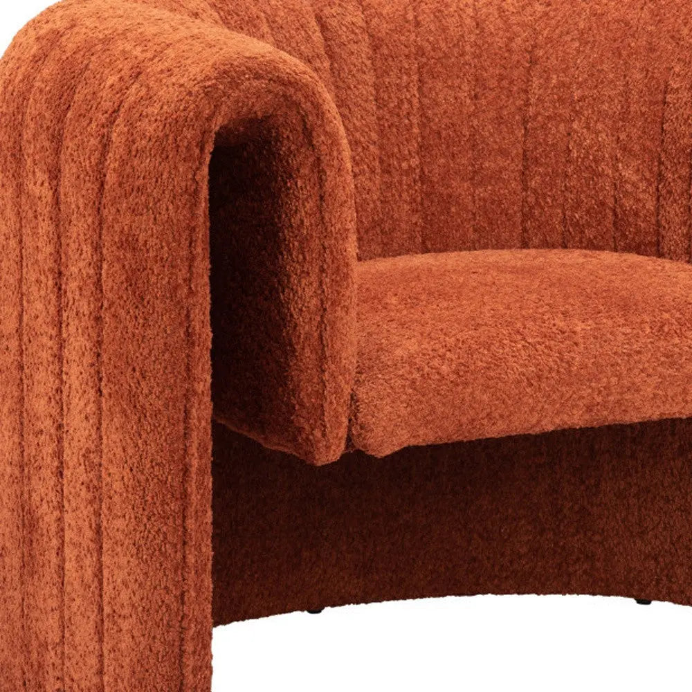 37" Burnt Orange Sherpa And Upholstered Tufted Arm Chair Homeroots Living Room