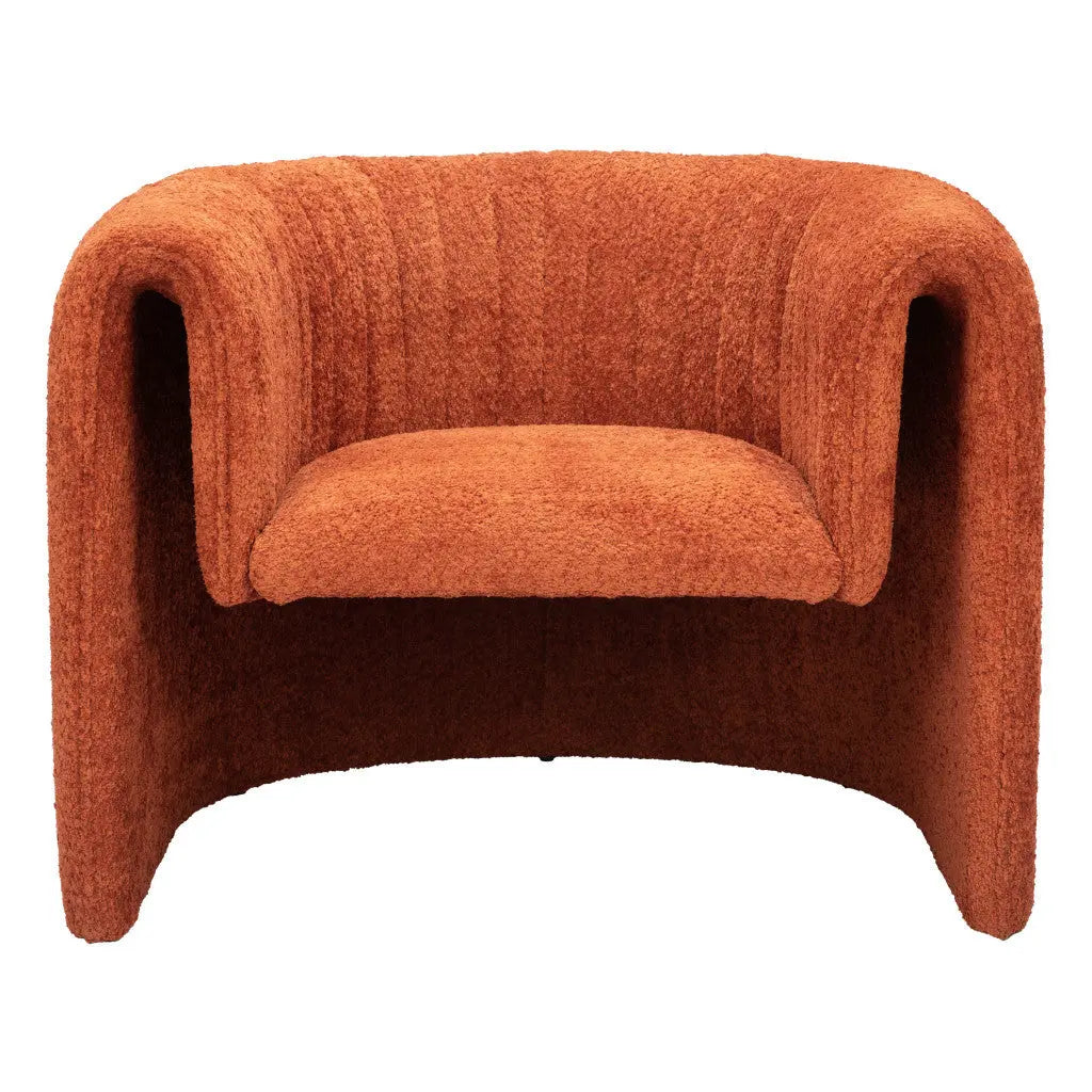 37" Burnt Orange Sherpa And Upholstered Tufted Arm Chair Homeroots Living Room