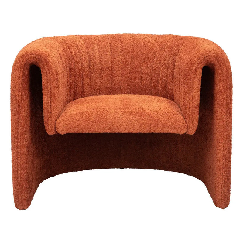 37" Burnt Orange Sherpa And Upholstered Tufted Arm Chair Homeroots Living Room