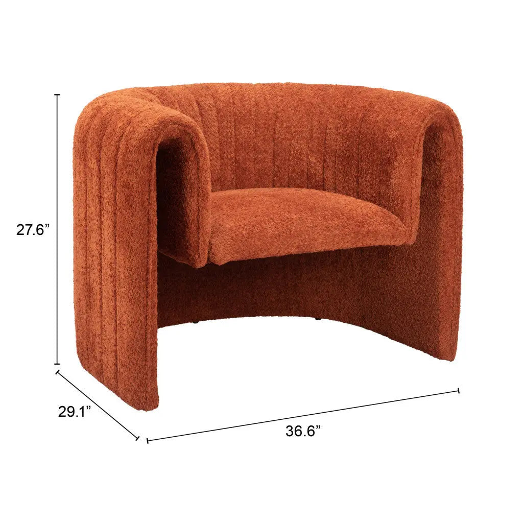 37" Burnt Orange Sherpa And Upholstered Tufted Arm Chair Homeroots Living Room