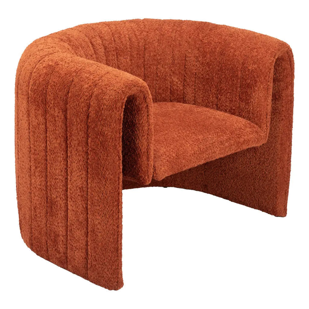 37" Burnt Orange Sherpa And Upholstered Tufted Arm Chair Homeroots Living Room