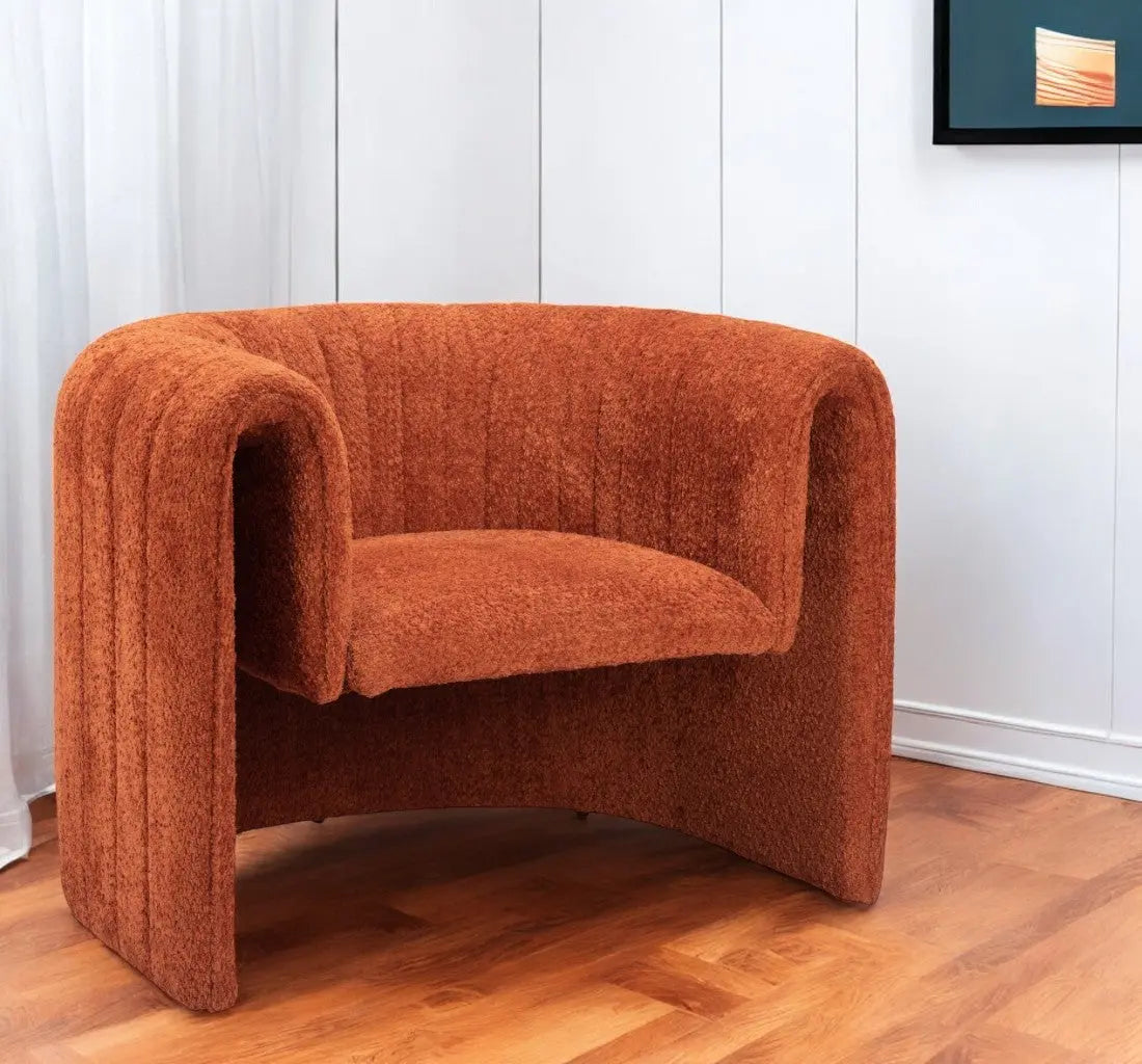 37" Burnt Orange Sherpa And Upholstered Tufted Arm Chair Homeroots Living Room