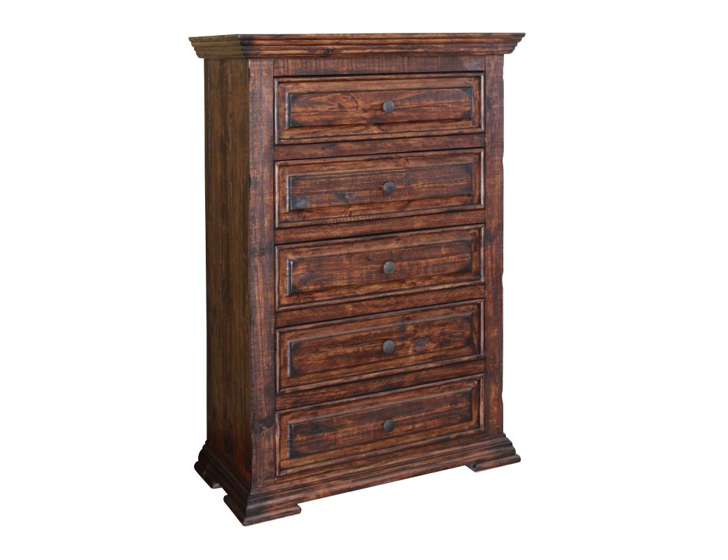 37" Chocolate Solid Wood Five Drawer Chest - GreatEagleInc