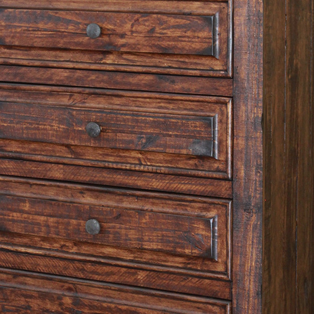 37" Chocolate Solid Wood Five Drawer Chest - GreatEagleInc
