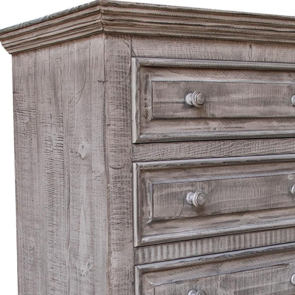37" Gray Solid Wood Five Drawer Chest - GreatEagleInc