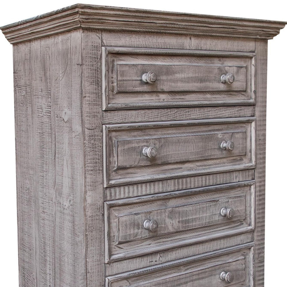 37" Gray Solid Wood Five Drawer Chest - GreatEagleInc