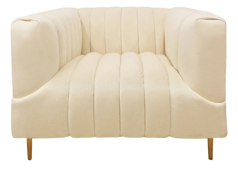 37" Ivory Velvet And Gold Solid Color Lounge Chair Homeroots Living Room