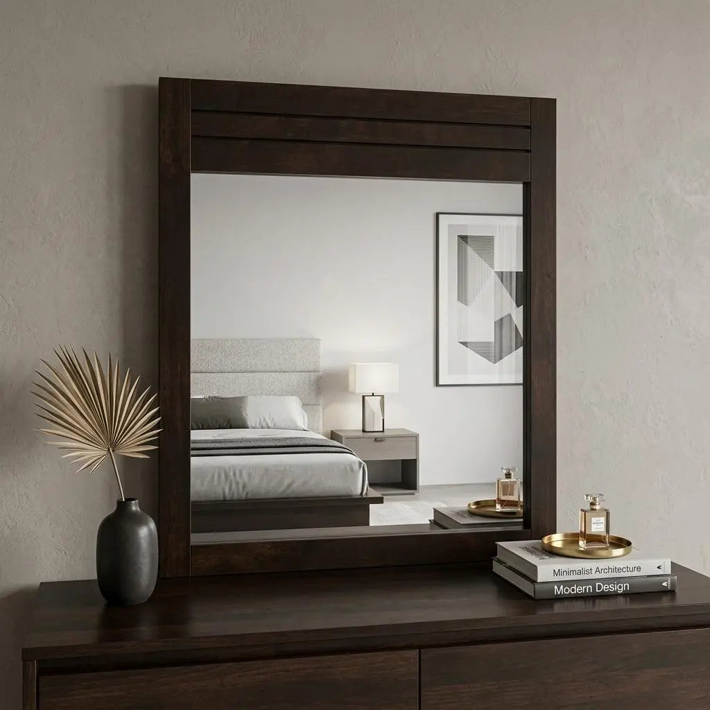 37" Mahogany Wood Framed Dresser Mirror Homeroots Bed & Bath