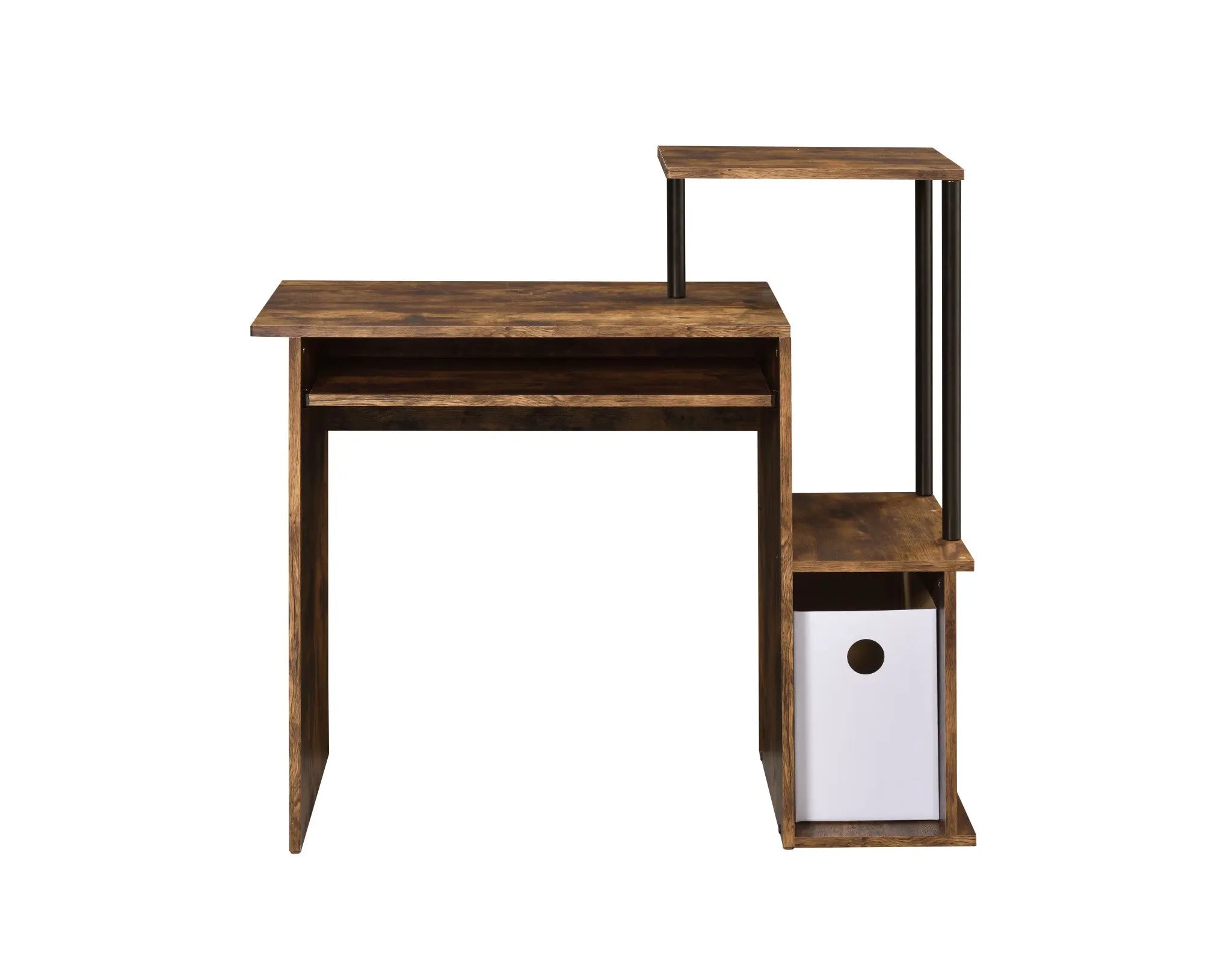 37" Oak and Black Wood and Metal Computer Desk Homeroots Office