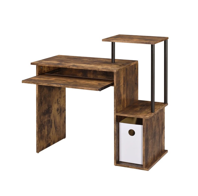 37" Oak and Black Wood and Metal Computer Desk Homeroots Office