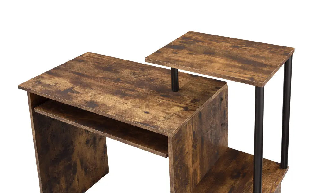 37" Oak and Black Wood and Metal Computer Desk Homeroots Office