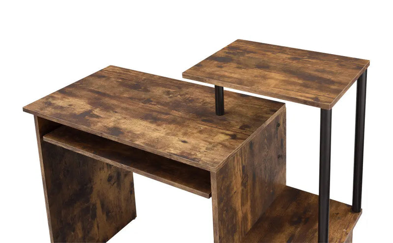 37" Oak and Black Wood and Metal Computer Desk Homeroots Office