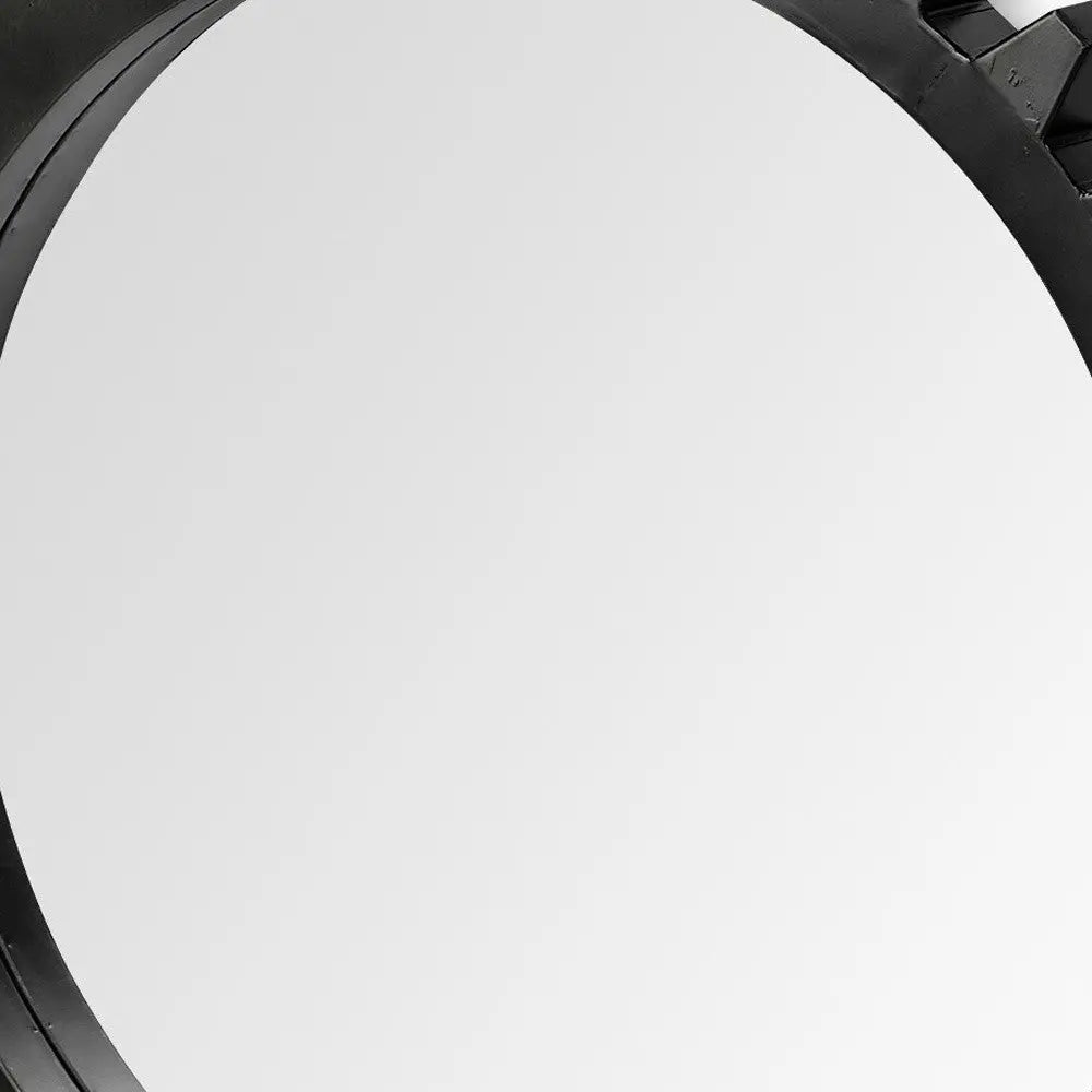 37" Round Black Metal Frame Wall Mirror Homeroots Bed & Bath