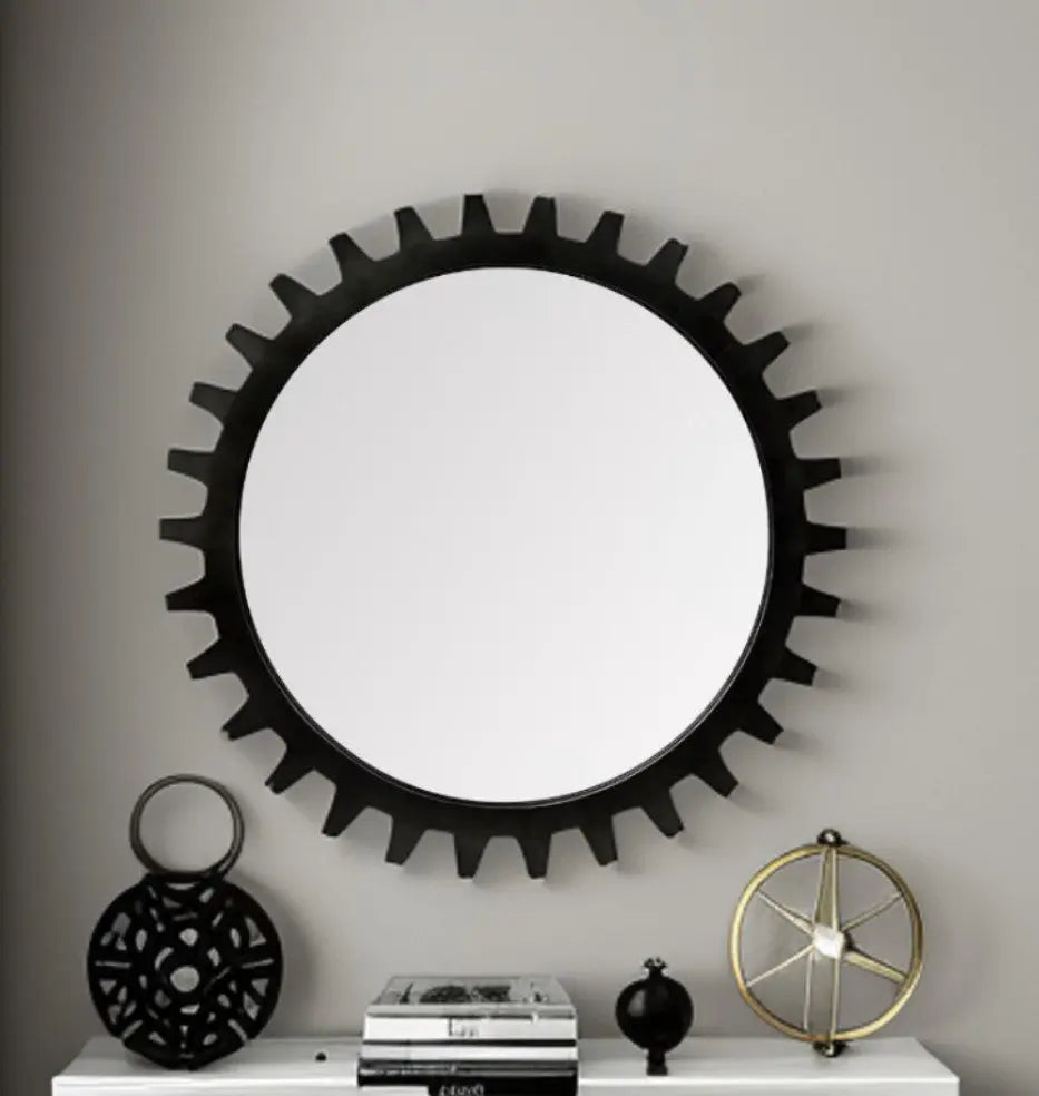 37" Round Black Metal Frame Wall Mirror Homeroots Bed & Bath