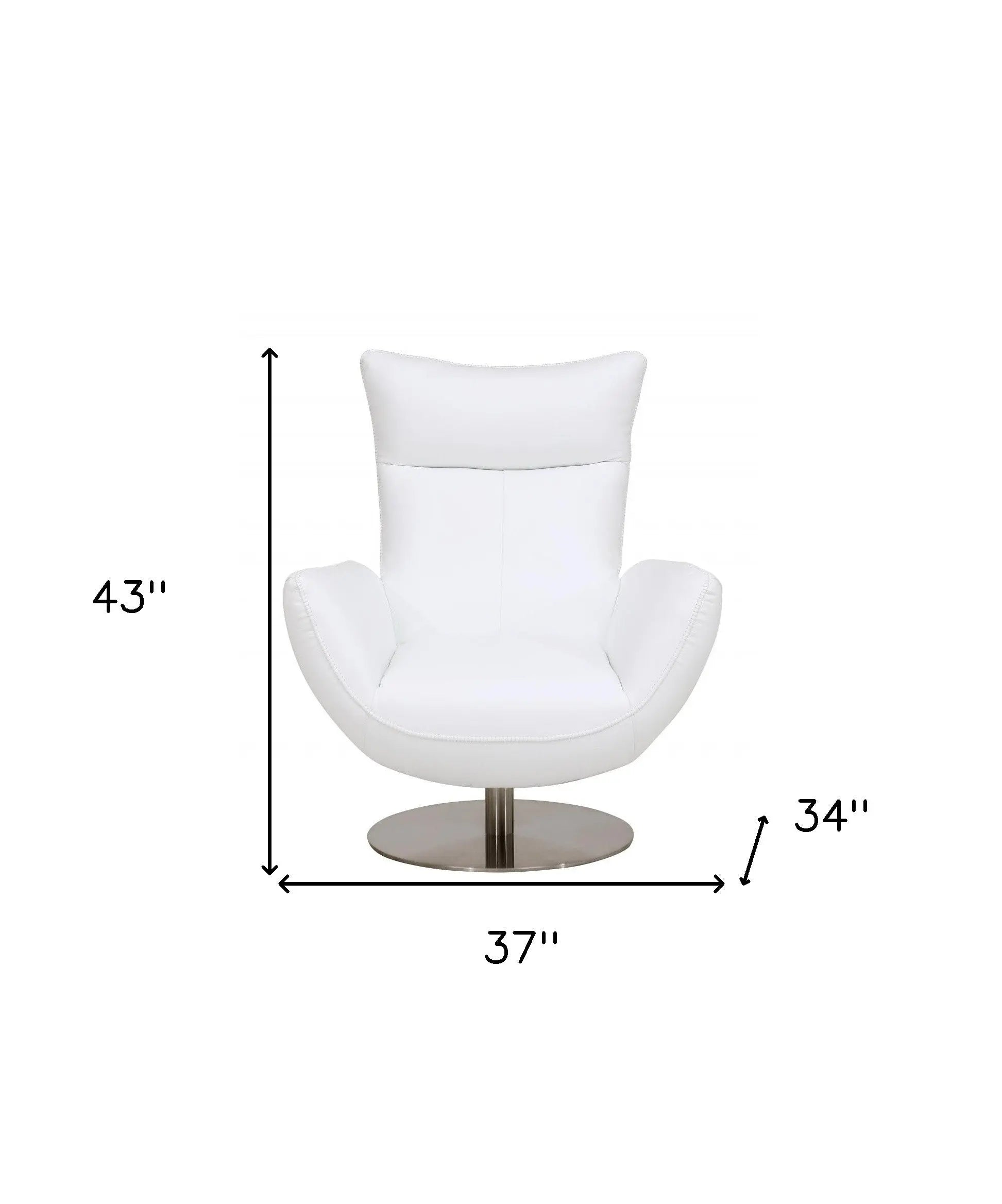 37" White And Silver Genuine Leather Lounge Chair Homeroots Living Room