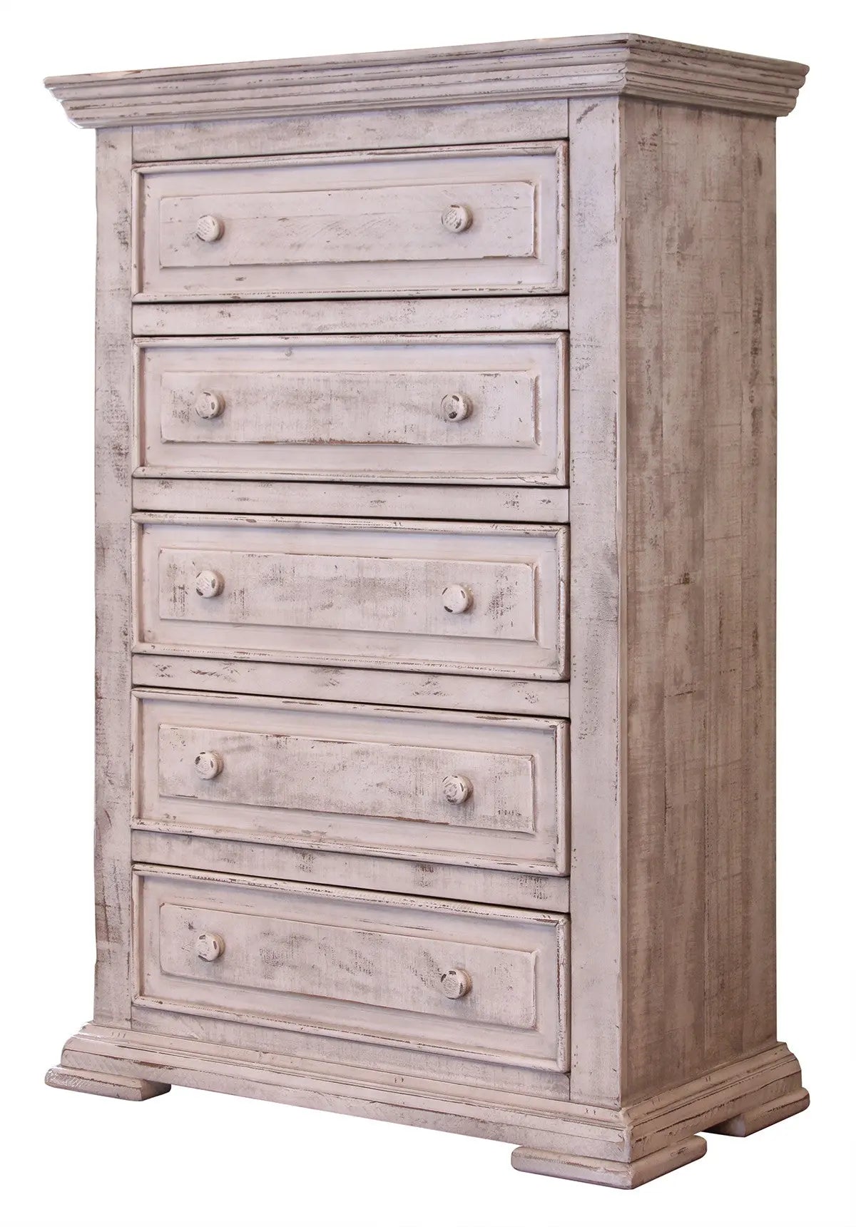 37" White Solid Wood Five Drawer Chest - GreatEagleInc