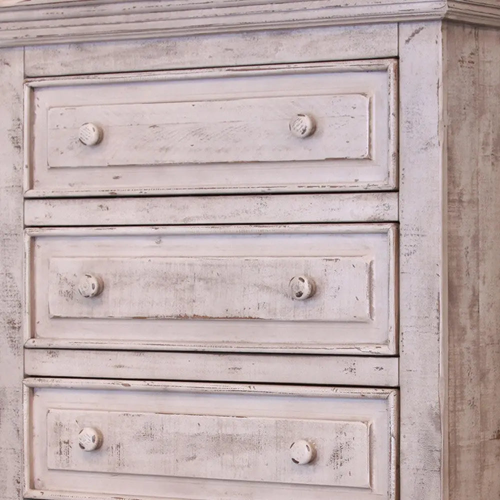 37" White Solid Wood Five Drawer Chest - GreatEagleInc