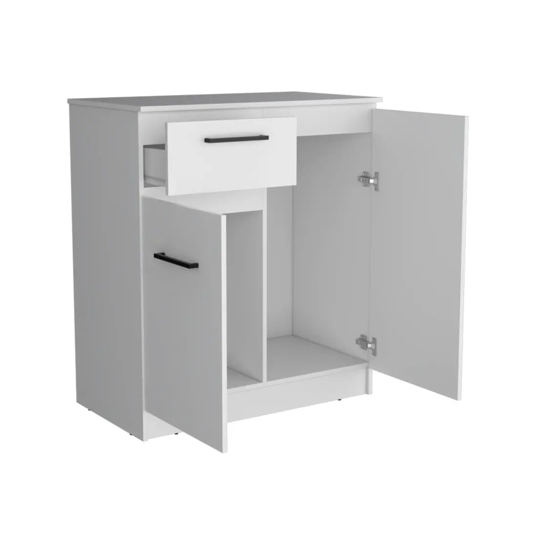 37" White Wood Accent Cabinet With Two Doors And One Drawer Homeroots Kitchen & Dining