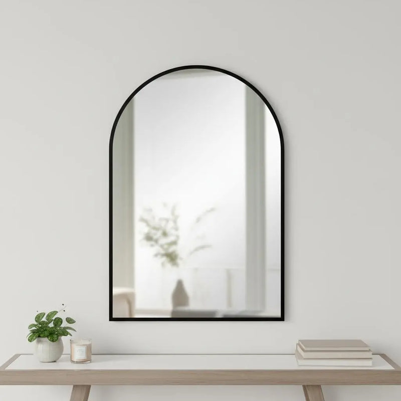 38" Black Aluminum Arch Framed Accent Mirror Homeroots Bed & Bath