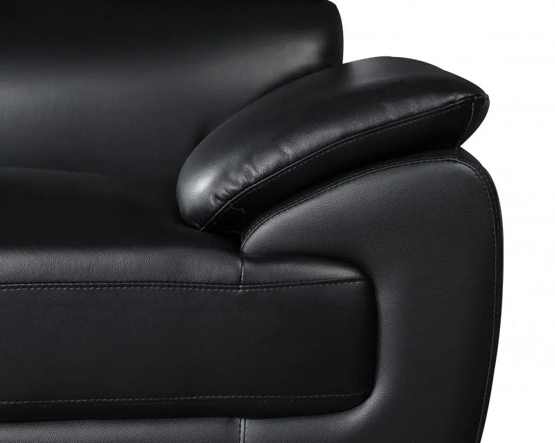 38" Black And White Genuine Leather Chair and a Half Homeroots Living Room